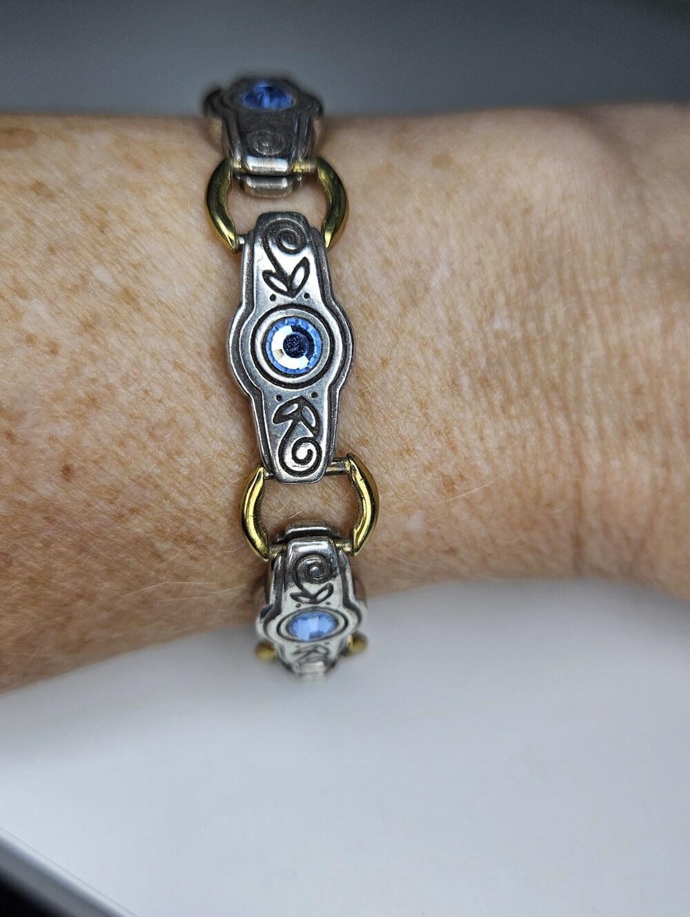 Brighton Celestine‎ Silver Tone & Blue Rhinestone Bracelet